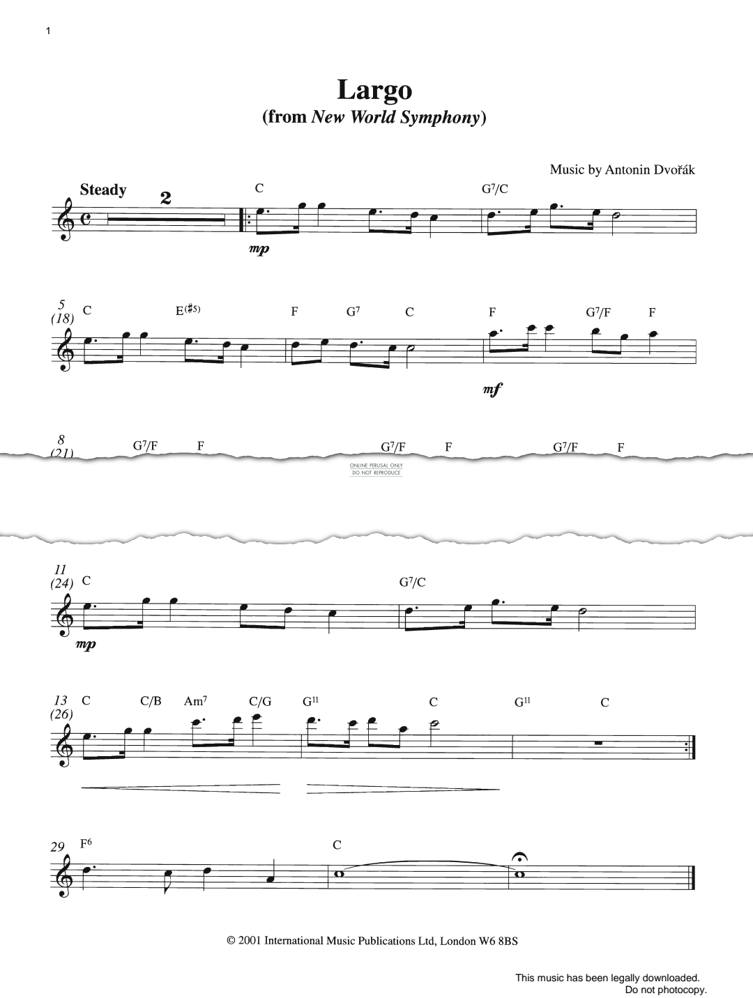 Product gallery: Page 1 of 1 Largo from 'New World Symphony', Antonín Dvorák