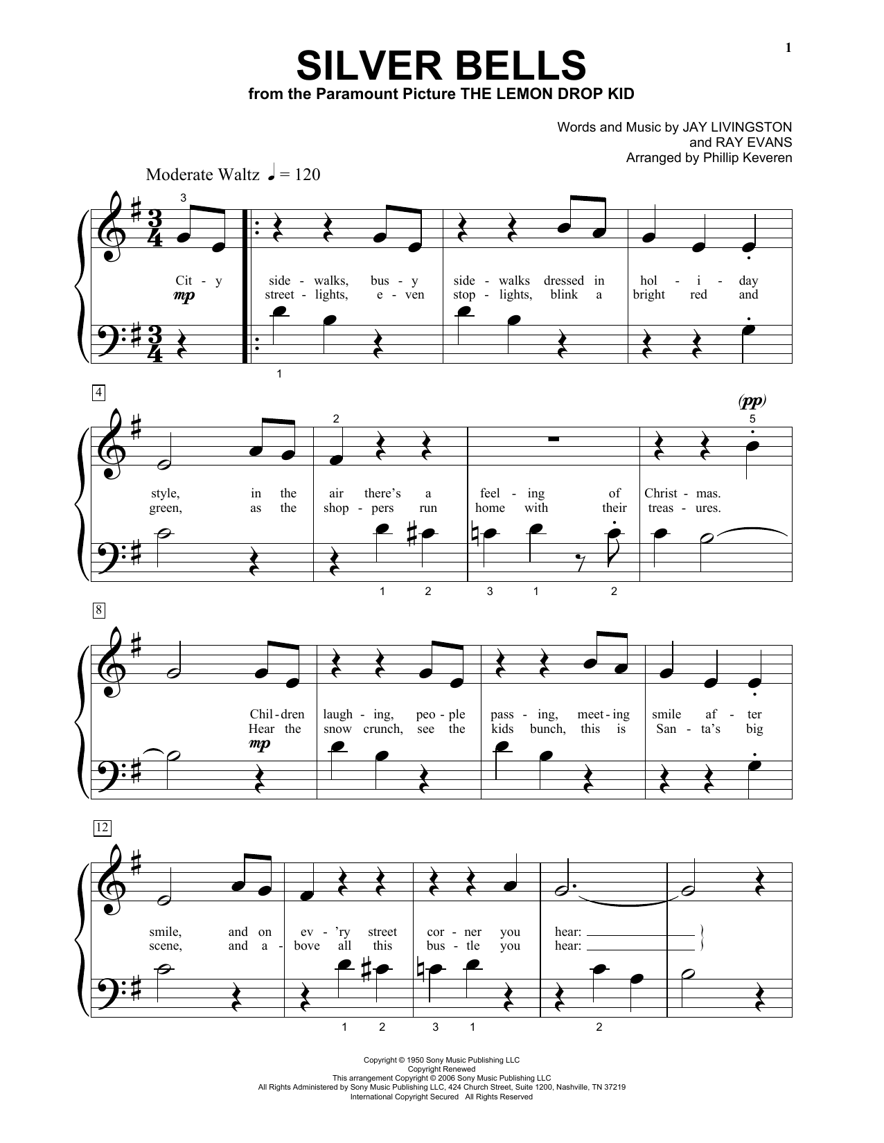 Product gallery: Page 1 of 1 Silver Bells (arr. Phillip Keveren), Jay Livingston
