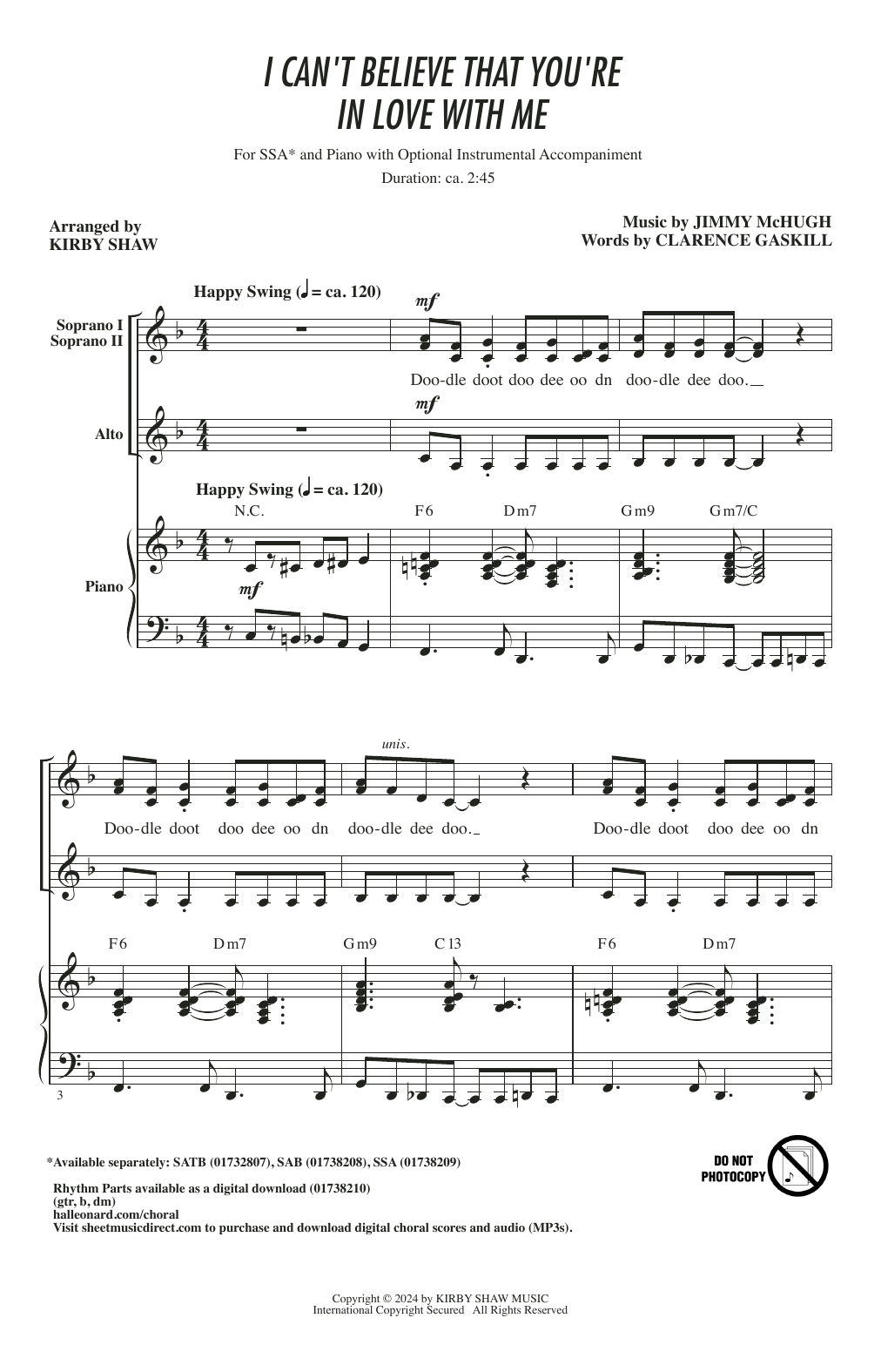 Produktgalerie: Seite 1 von 1 I Can't Believe That You're In Love With Me (arr. Kirby Shaw), Jimmy McHugh, Chor
