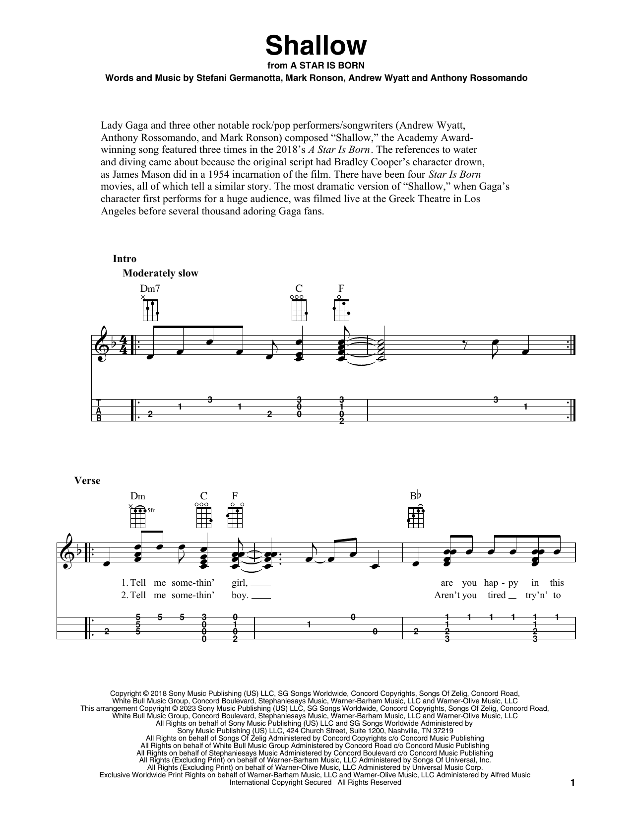 Product gallery: Page 1 of 1 Shallow (from A Star Is Born), Lady Gaga