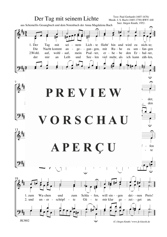 gallery: Der Tag mit seinem Lichte BWV 448, , (Gemischter Chor)