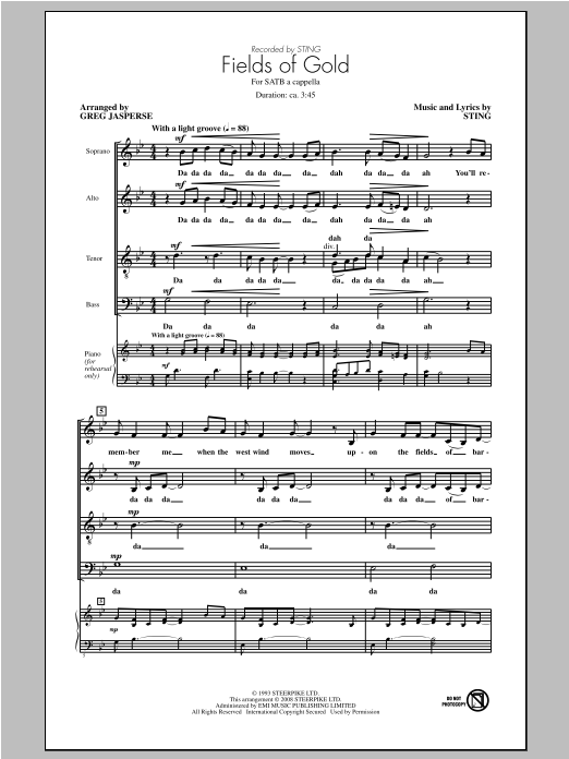 Produktgalerie: Seite 1 von 1 Fields Of Gold, Greg Jasperse, Chor