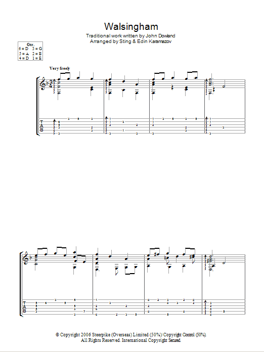 Product gallery: Page 1 of 1 Walsingham (as performed by Sting and Edin Karamazov), John Dowland