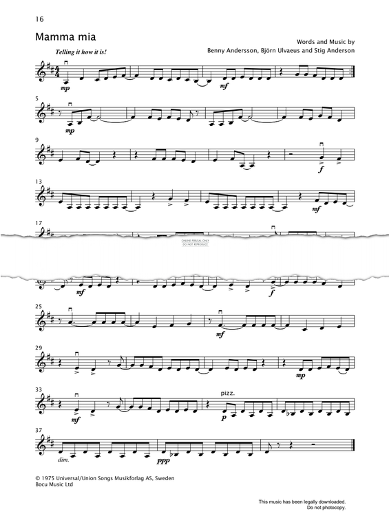 Produktgalerie: Seite 1 von 1 Mamma Mia, Benny Andersson, Violine