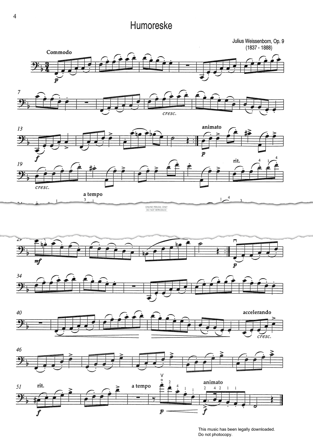 Produktgalerie: Seite 1 von 1 Humoreske Op.9, Julius Weissenborn, Klavier, Violoncello