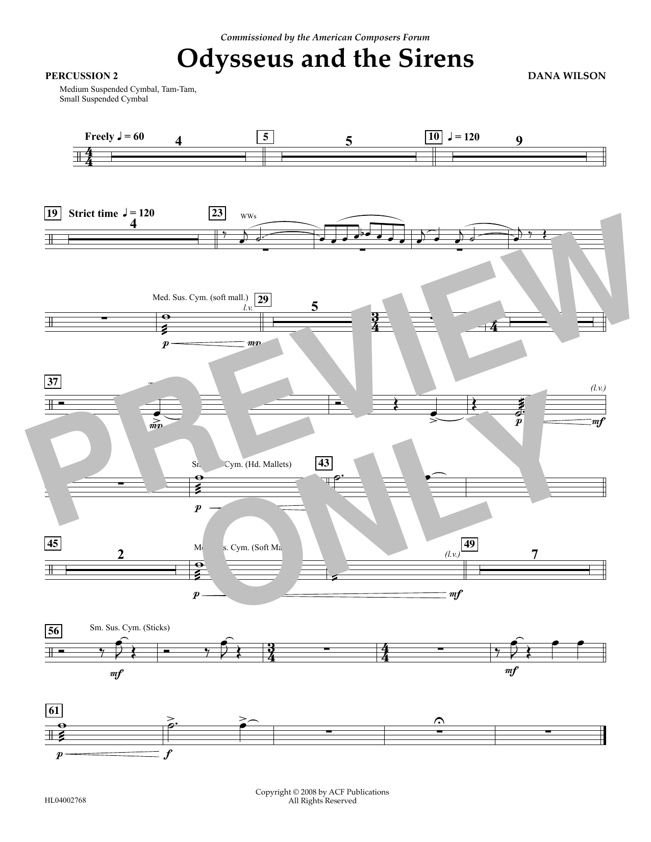 Product gallery: Page 1 of 1 Odysseus and the Sirens - Percussion 2, Dana Wilson