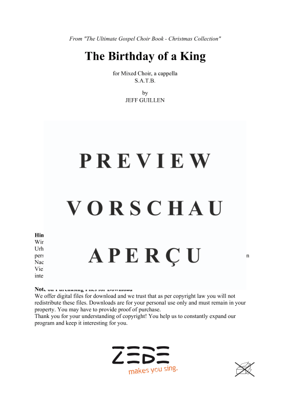 gallery: The Birthday Of a King, , Gemischter Chor und Klavier (optional)