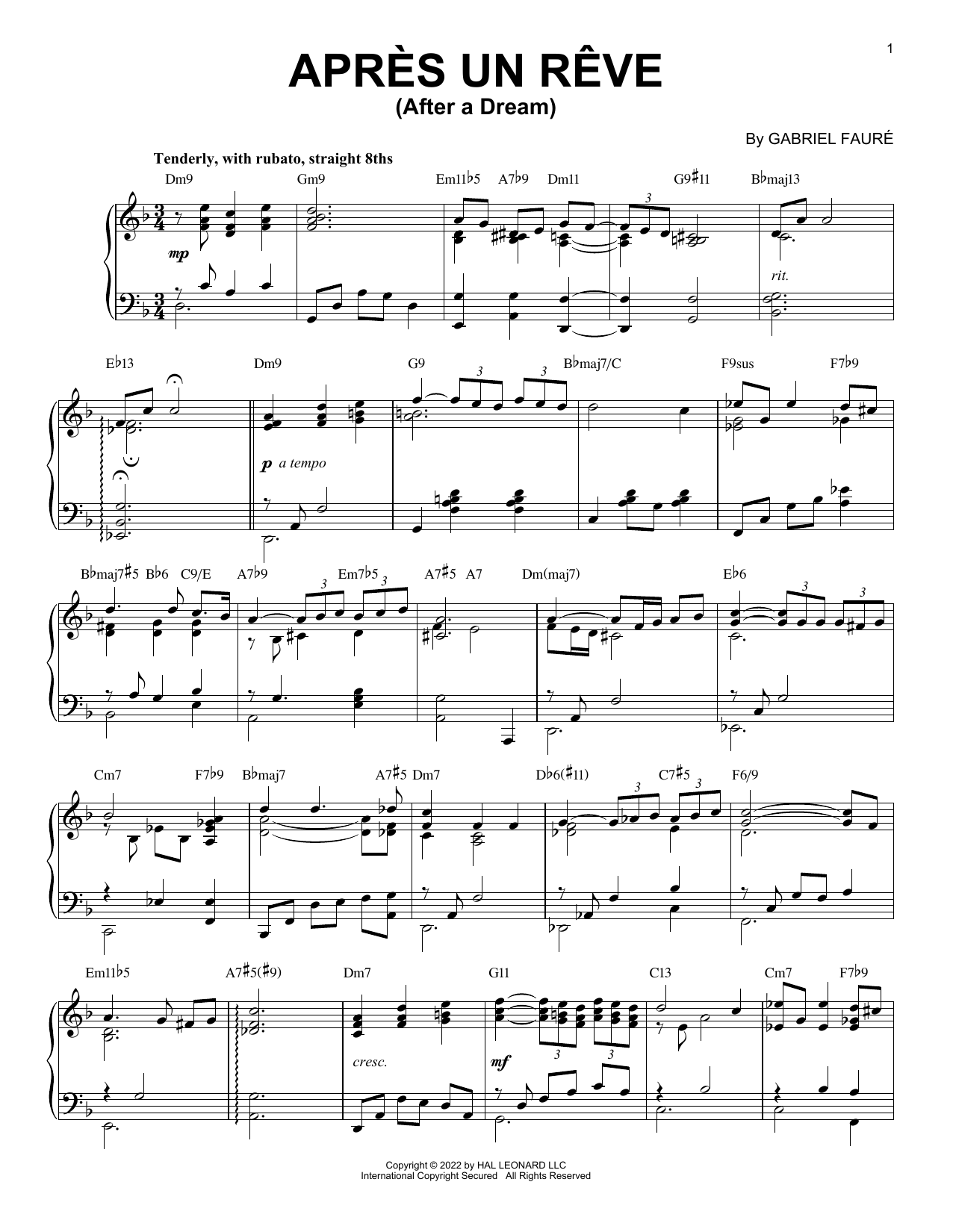 Produktbild zu: Apres Un Reve [Jazz version] (arr. Brent Edstrom)