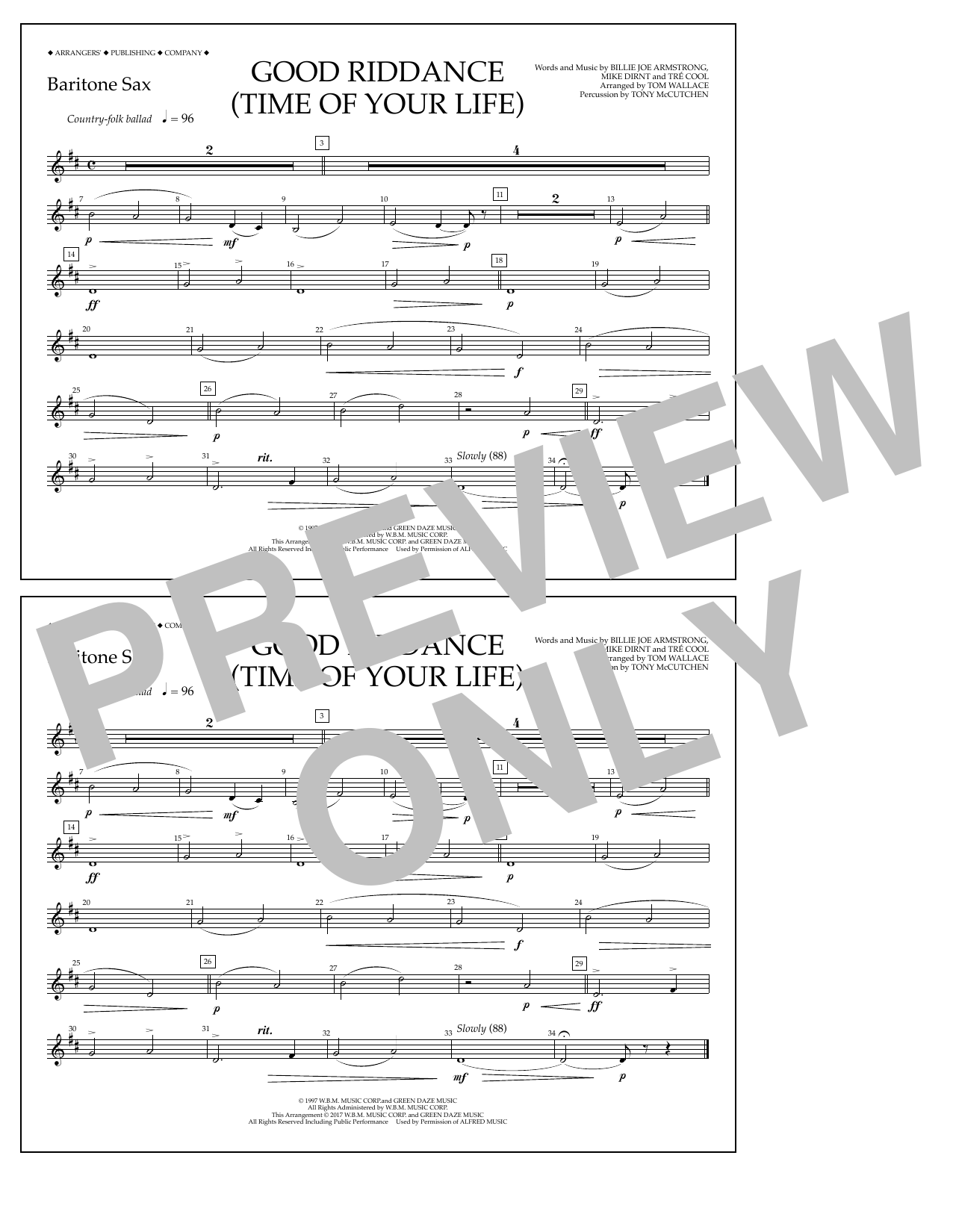 Product picture to: Good Riddance (Time of Your Life) - Baritone Sax
