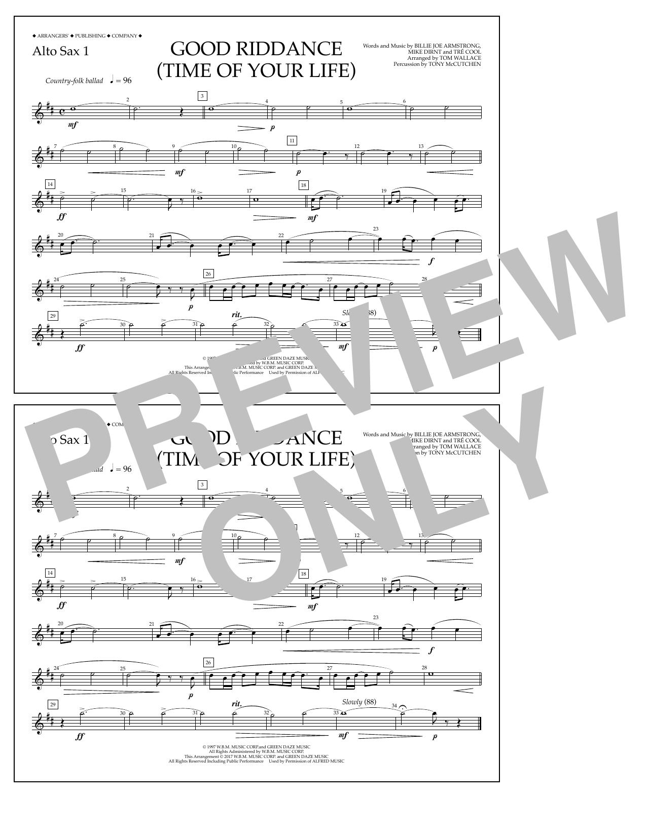 Product picture to: Good Riddance (Time of Your Life) - Alto Sax 1