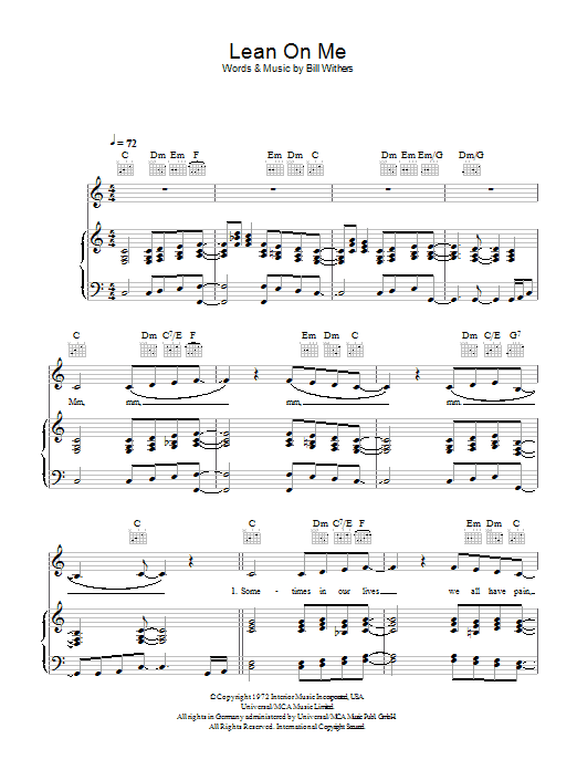 Produktgalerie: Seite 1 von 1 Lean On Me, Bill Withers, Gesang, Gitarre, Klavier