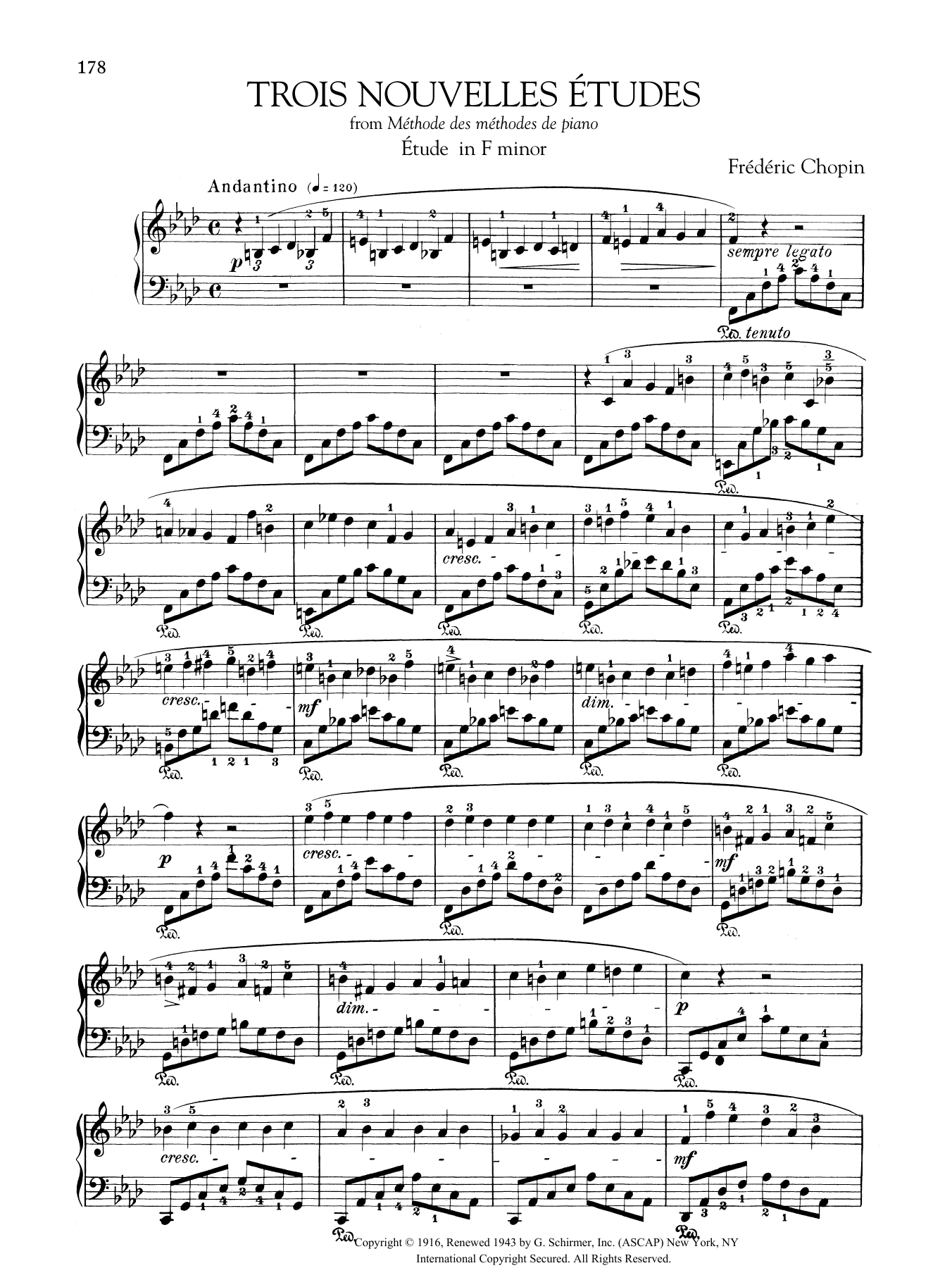 Product gallery: Page 1 of 1 Etude in F minor, from Trois Nouvelles Etudes from Methode des methodes de piano, Frédéric Chopin