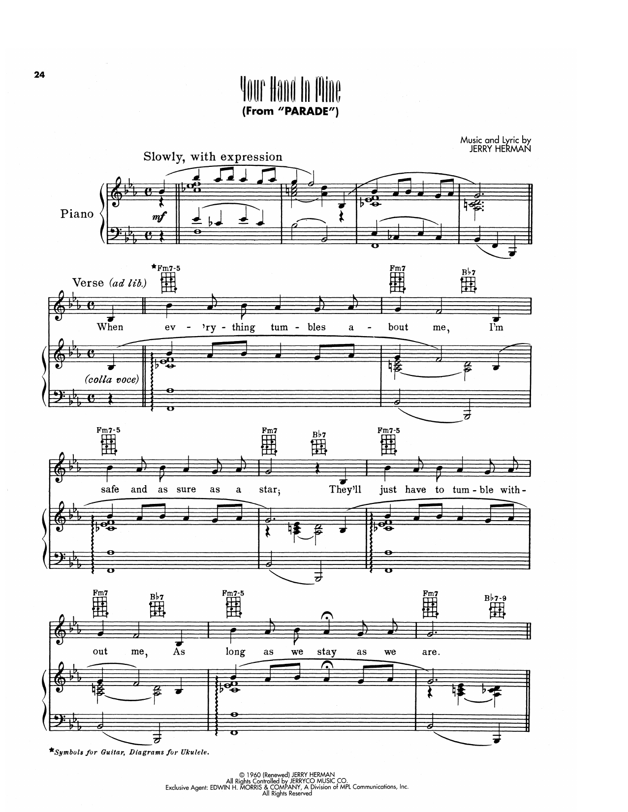 Produktgalerie: Seite 1 von 1 Your Hand In Mine (from Parade), Jerry Herman, Gesang, Gitarre, Klavier