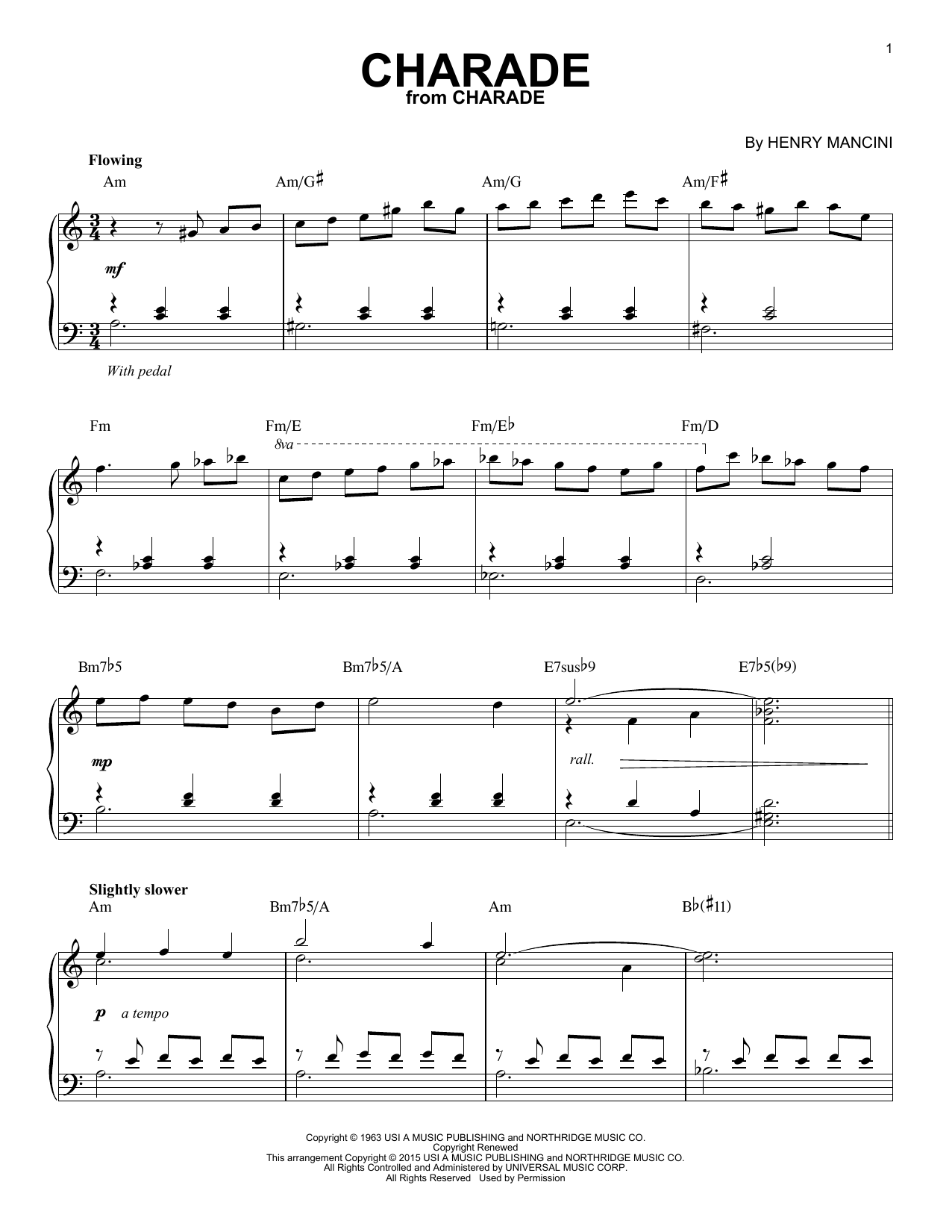 Product gallery: Page 1 of 1 Charade [Jazz version] (arr. Brent Edstrom), Henry Mancini
