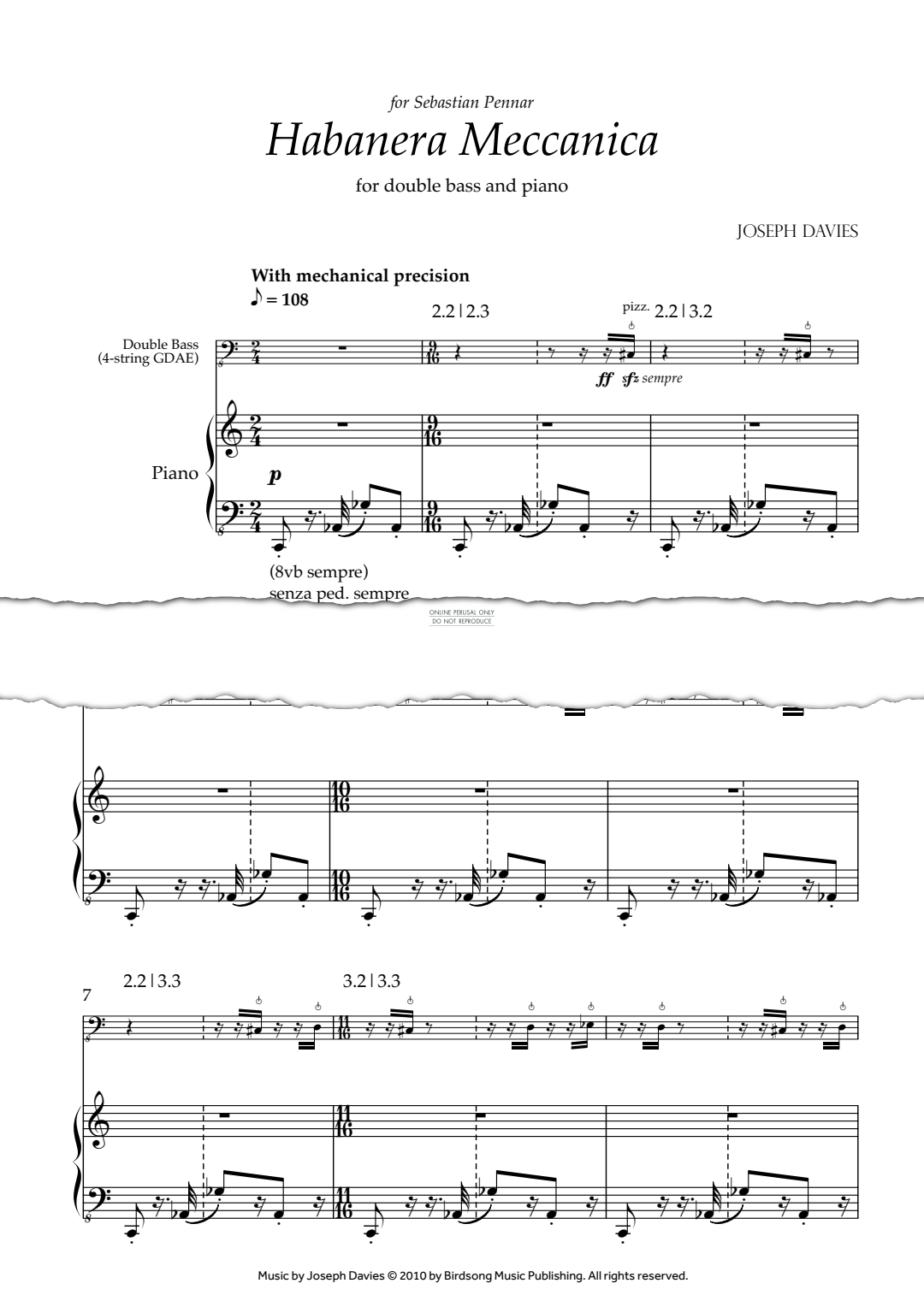 Produktgalerie: Seite 1 von 1 Habanera Meccanica, Joseph Davies, Klavier, Kontrabass