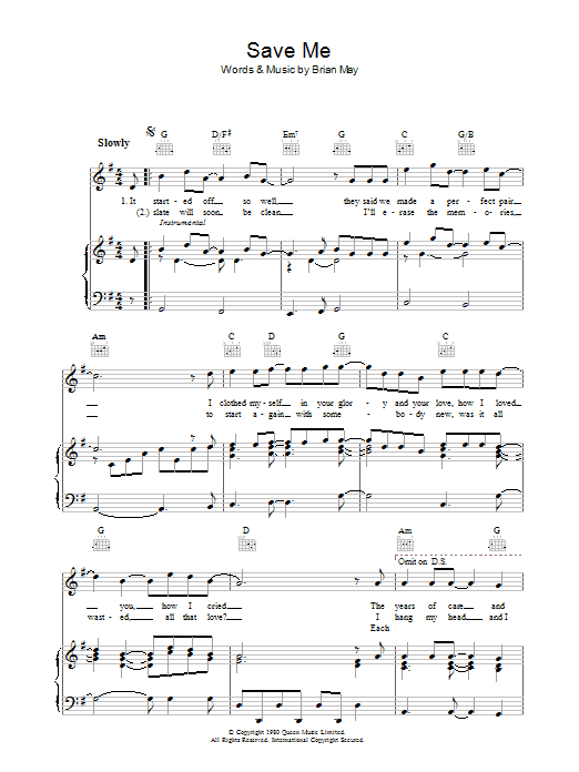 Produktgalerie: Seite 1 von 1 Save Me, Queen, Gesang, Gitarre, Klavier