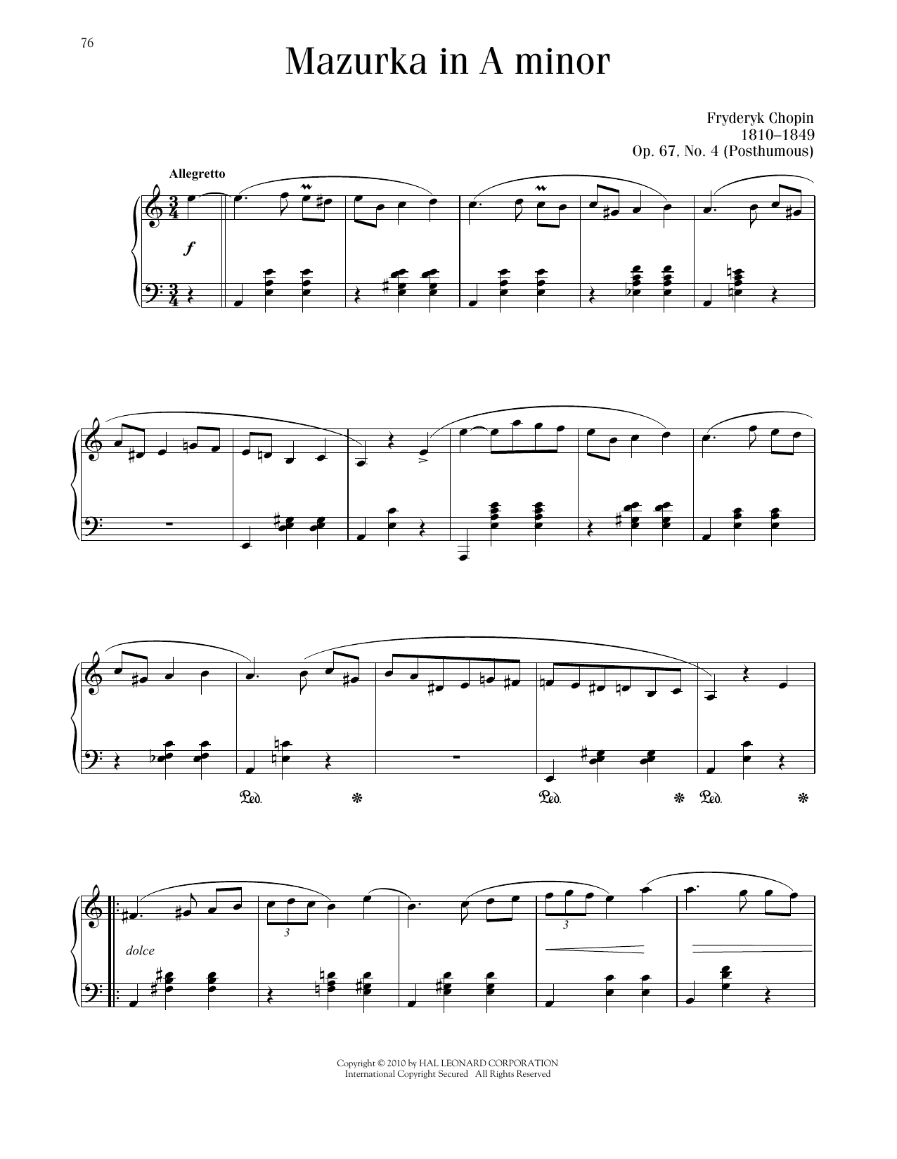 Product picture to: Mazurka, Op. 67, No. 4