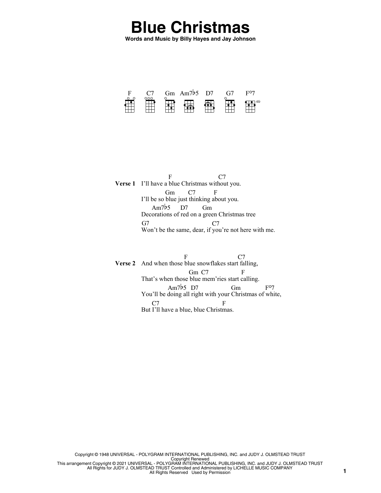 Product gallery: Page 1 of 1 Blue Christmas (arr. Fred Sokolow), Elvis Presley