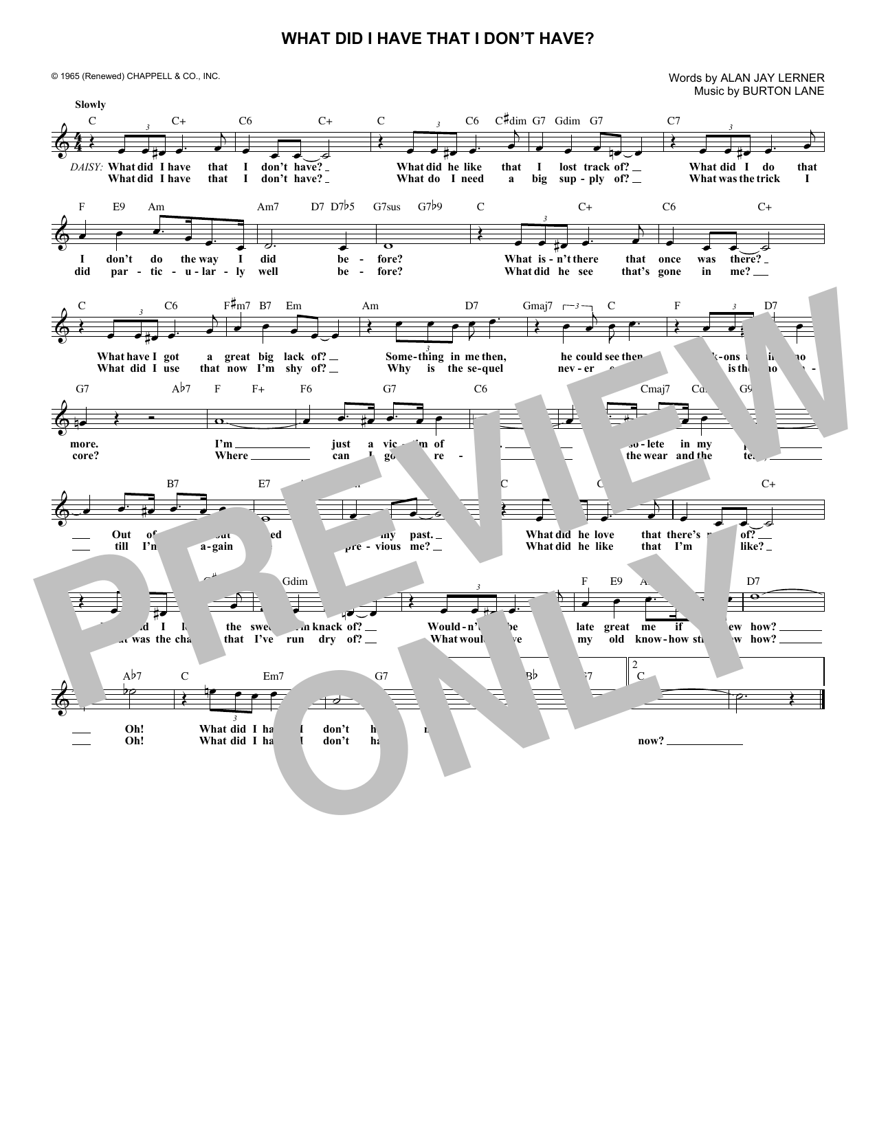 Produktgalerie: Seite 1 von 1 What Did I Have That I Don't Have? (from On A Clear Day You Can See Forever), Burton Lane, Melodieinstrument