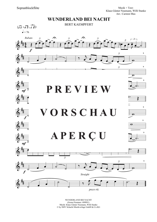 Product picture to: Wunderland bei Nacht (D - Dur) Bert Kaempfert