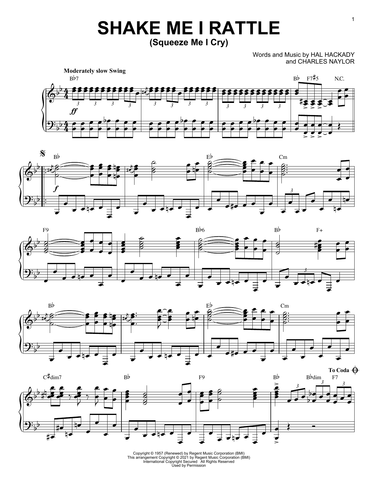 Product picture to: Shake Me I Rattle (Squeeze Me I Cry) [Jazz version] (arr. Brent Edstrom)
