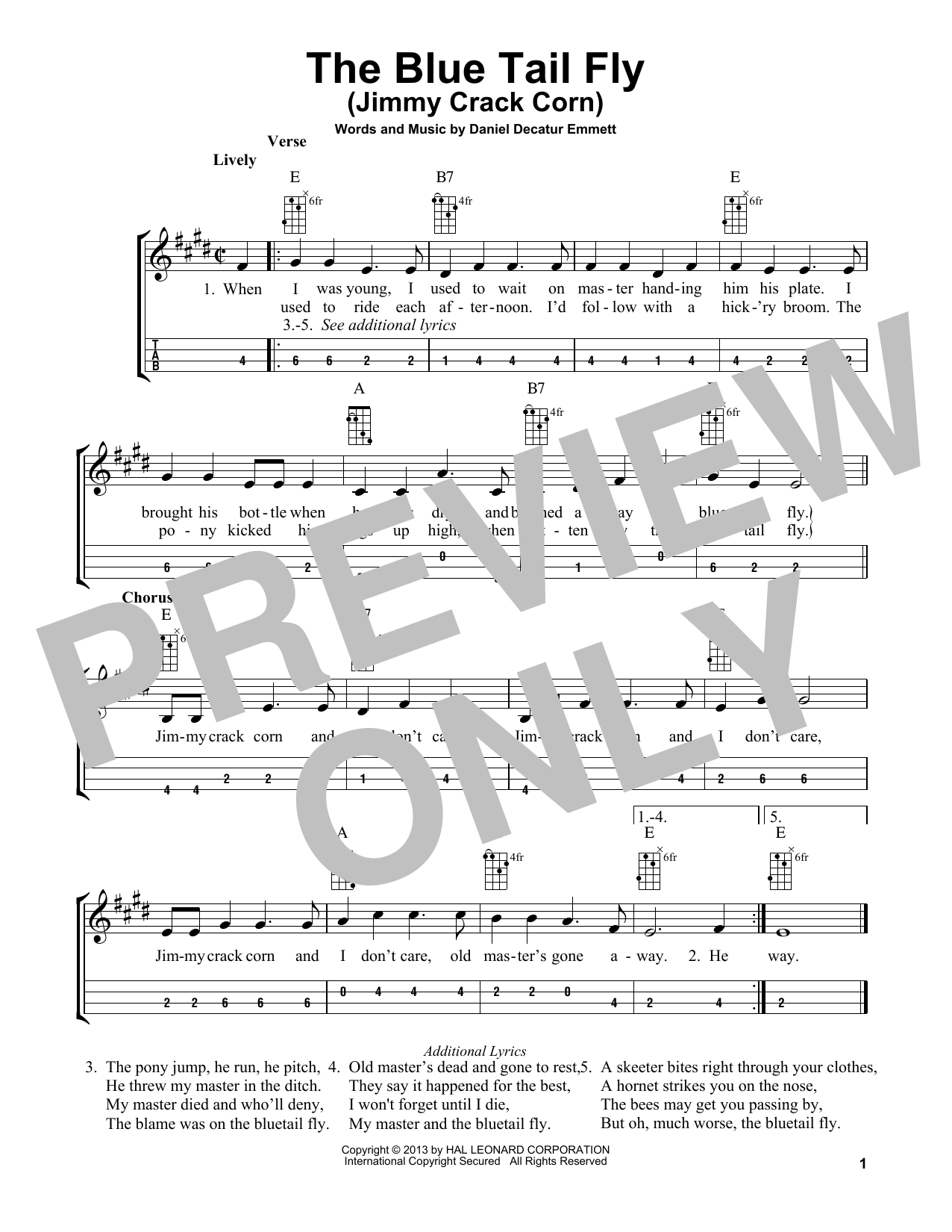 Produktgalerie: Seite 1 von 1 The Blue Tail Fly (Jimmy Crack Corn) (arr. Bobby Westfall), Daniel Decatur Emmett