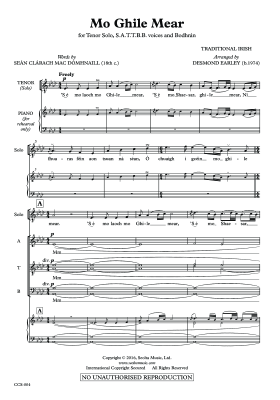 Produktgalerie: Seite 1 von 11 Mo Ghile Mear, , Tenor Solo, Gemischter Chor und Klavier