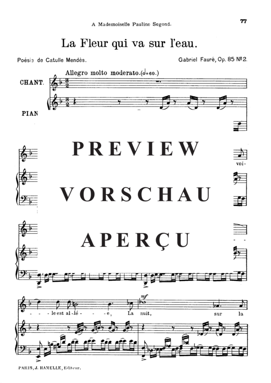 Product gallery: Page 2 of 6 La fleur qui va sur l'eau Op.85 No.2, , High Voice and Piano