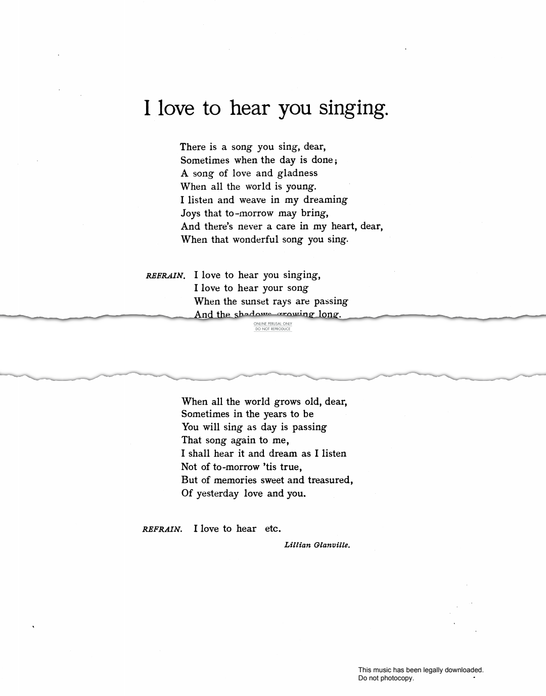 Produktgalerie: Seite 1 von 1 I Love To Hear You Singing, Haydn Wood, Gesang, Klavier