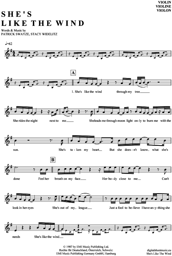 Product picture to: She´s like the wind Patrick Swayze (aus: Dirty Dancing)