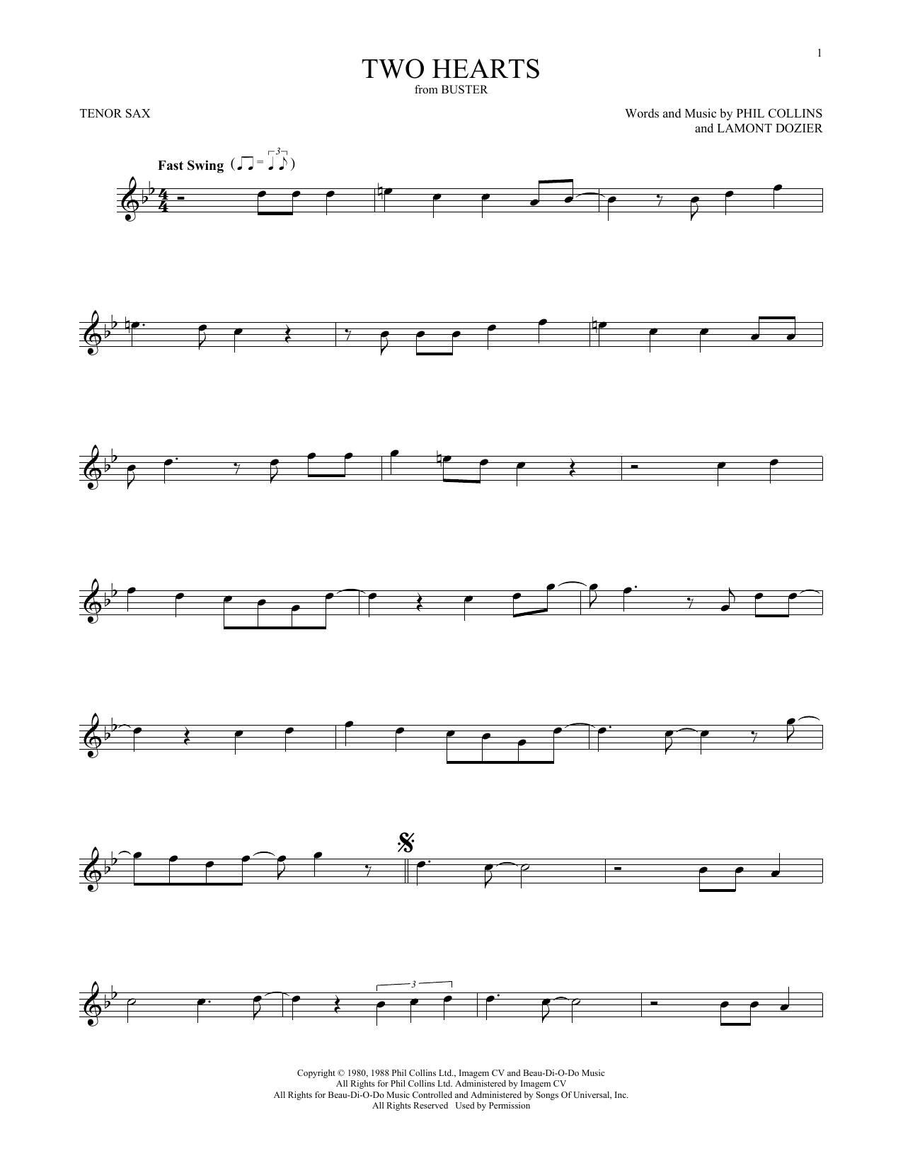 Product gallery: Page 1 of 1 Two Hearts, Phil Collins