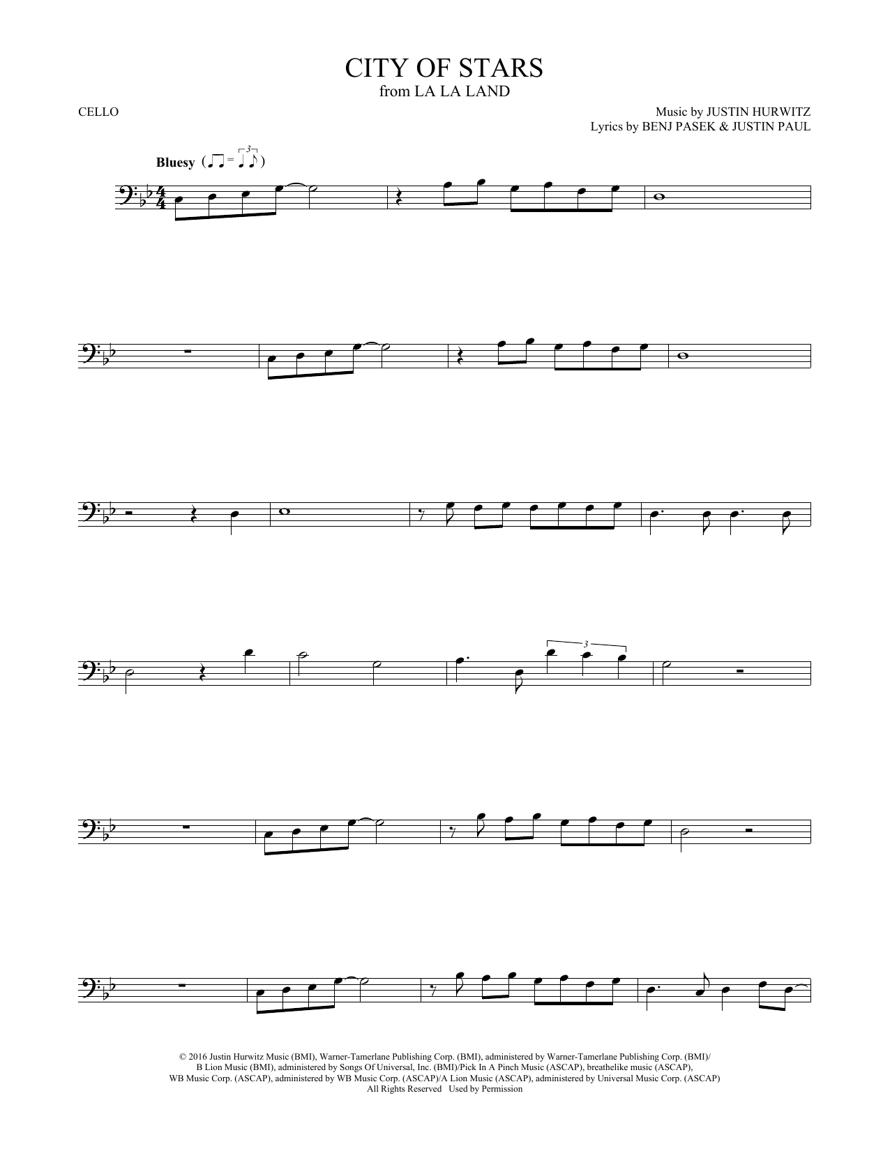 Produktgalerie: Seite 1 von 1 City Of Stars (from La La Land), Ryan Gosling & Emma Stone, Violoncello