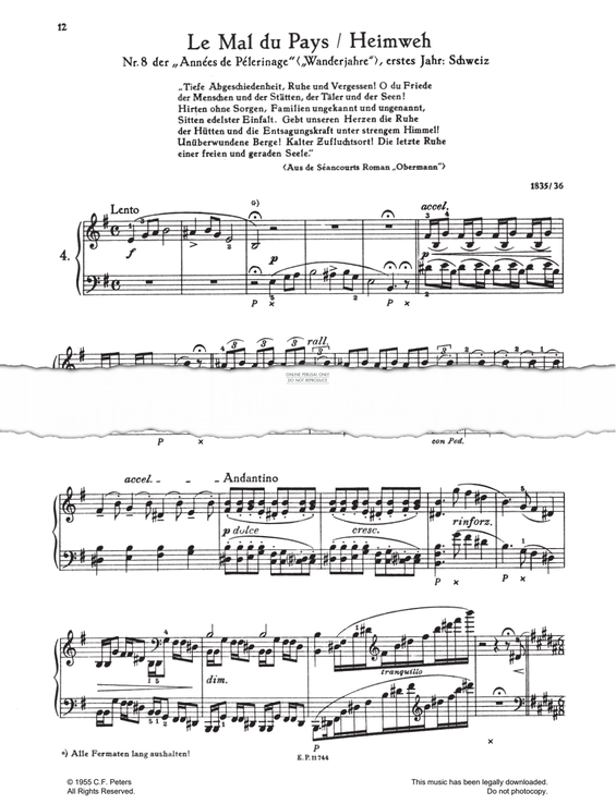 Produktgalerie: Seite 1 von 1 Le Mal du Pays - Heimweh, Franz Liszt, Klavier