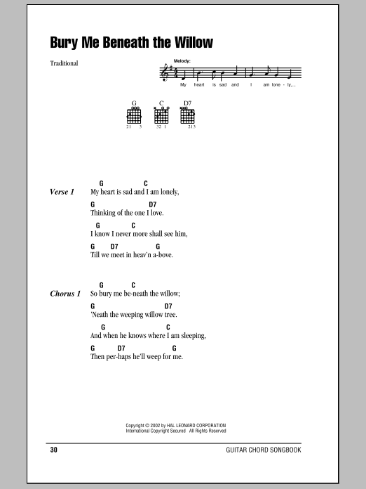 Produktgalerie: Seite 1 von 1 Bury Me Beneath The Willow, Traditional, Gitarre