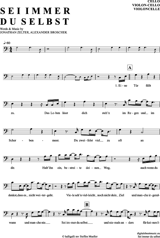 Produktgalerie: Seite 1 von 4 Sei Immer Du Selbst , Zelter, Jonathan, (Violon-Cello)