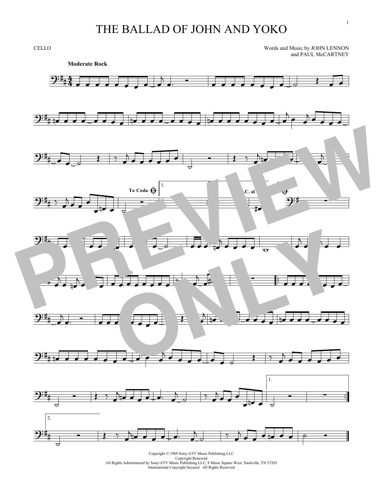 Produktgalerie: Seite 1 von 1 The Ballad Of John And Yoko, The Beatles, Violoncello