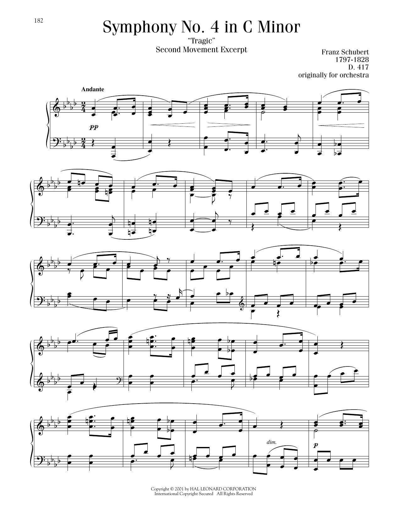 Product picture to: Symphony No. 4 ("Tragic") In C Minor, 2nd Movement
