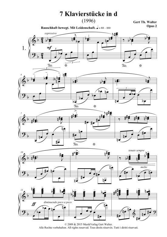Produktbild zu: 7 Klavierstücke in d Gert Walter
