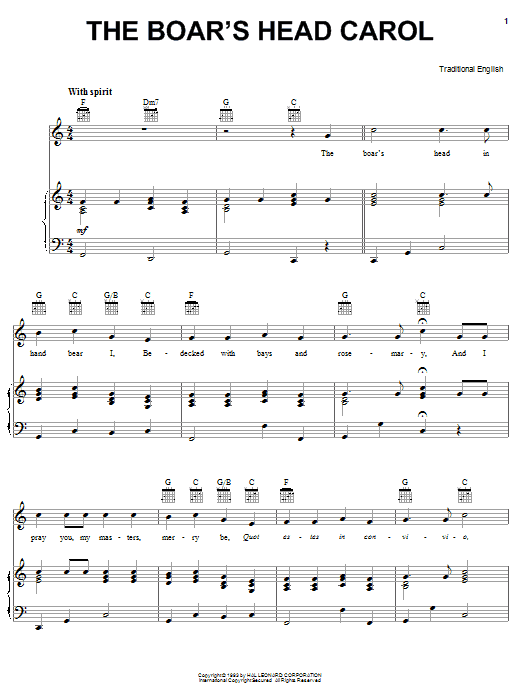 Product gallery: Page 1 of 1 The Boar's Head Carol, 19th Century English Carol