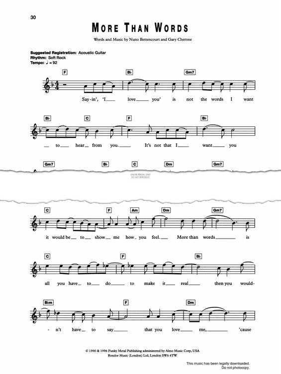 Produktgalerie: Seite 1 von 1 More Than Words, Extreme, Gesang, Keyboard