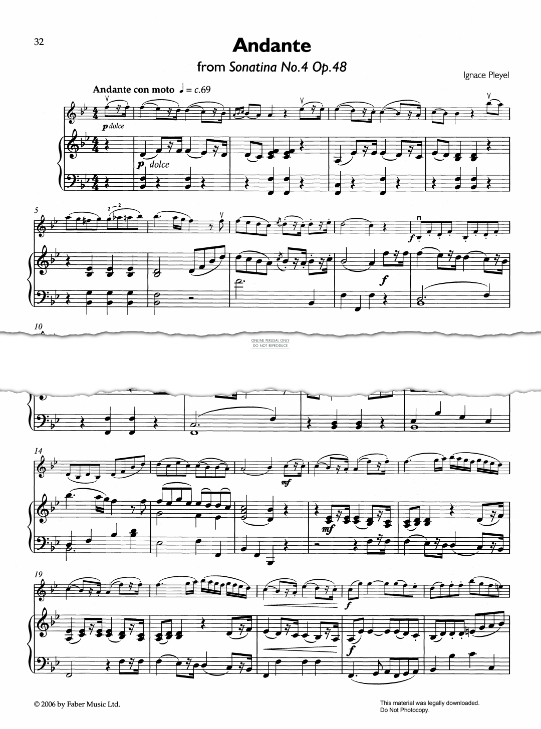 Product gallery: Page 1 of 1 Andante from Sonatina No.4 Op.48, Ignace Pleyel