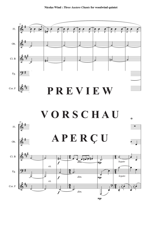 Produktgalerie: Seite 8 von 21 Three Austere Chants , , (Holzbläserquintett)