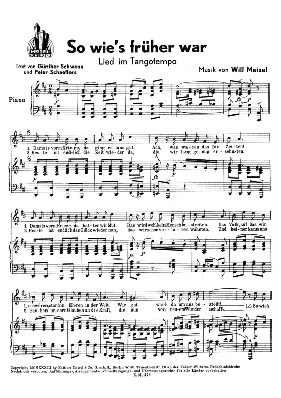 Produktbild zu: So wies früher warLied und Tango
