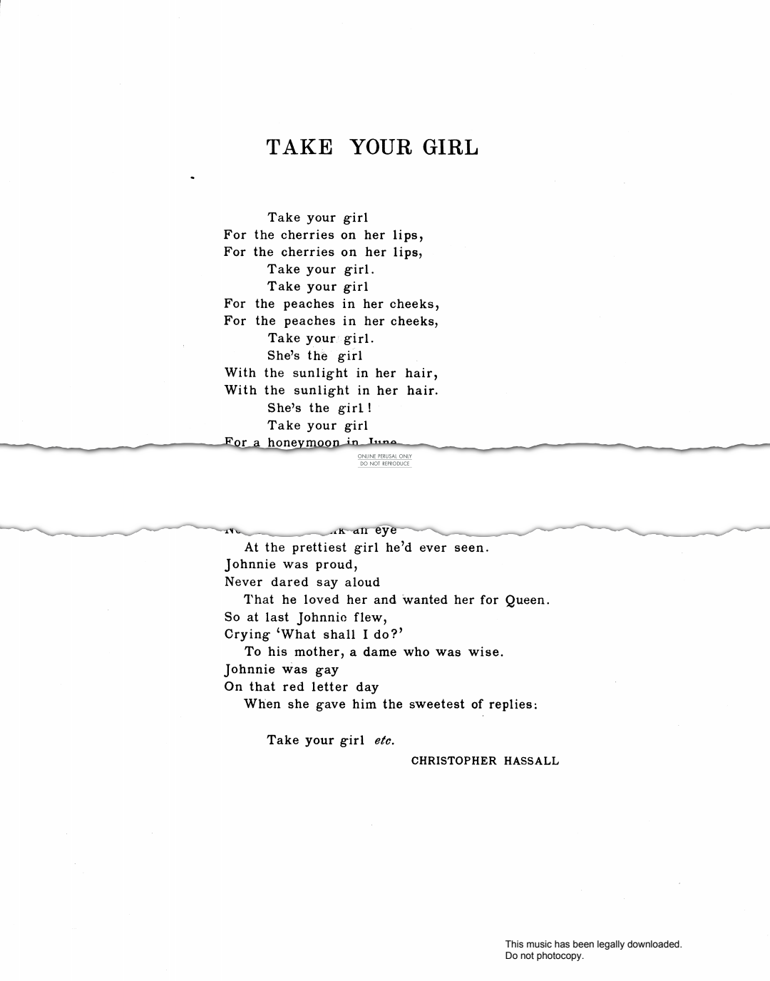 Produktbild zu: Take Your Girl (from 'King's Rhapsody')