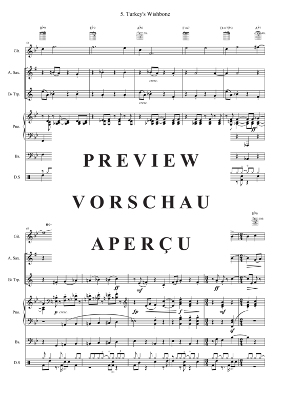 Produktgalerie: Seite 7 von 21 Turkey´s Wishbone , , (Combo Band + Alt Saxophon, Trompete in B)