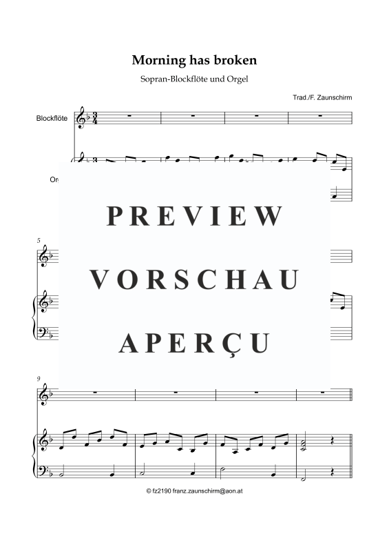 gallery: Morning has broken, , Blockflöte und Orgel