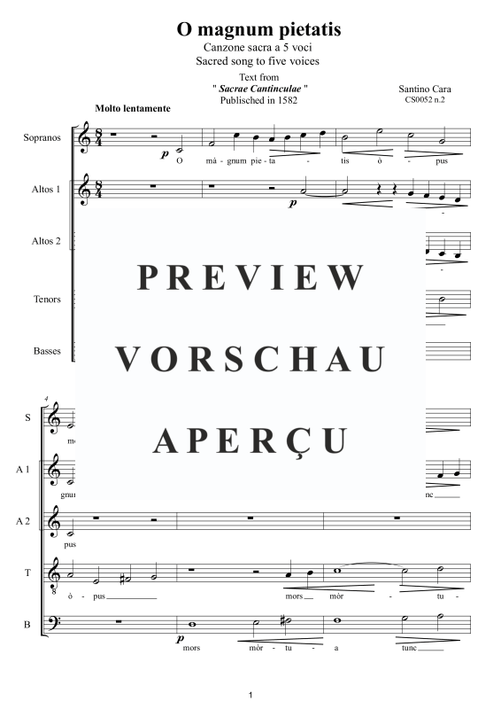 Product gallery: Page 2 of 10 O magnum pietatis - Canzone, , Mixed Choir 5-Part Saatb A Cappella
