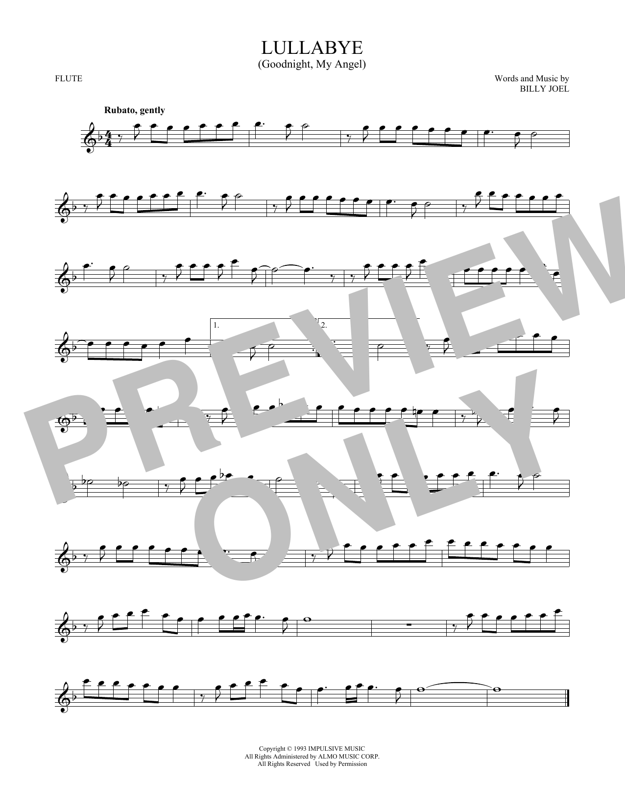 Product gallery: Page 1 of 1 Lullabye (Goodnight, My Angel), Billy Joel