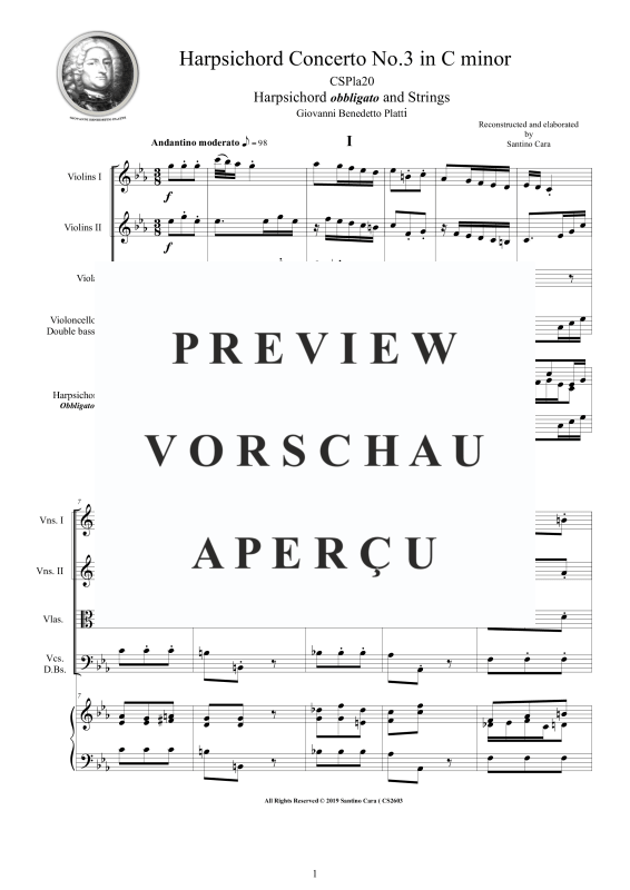 Produktgalerie: Seite 2 von 11 Cembalo Konzert Nr. 3 C-Moll, , Cembalo und Streichorchester