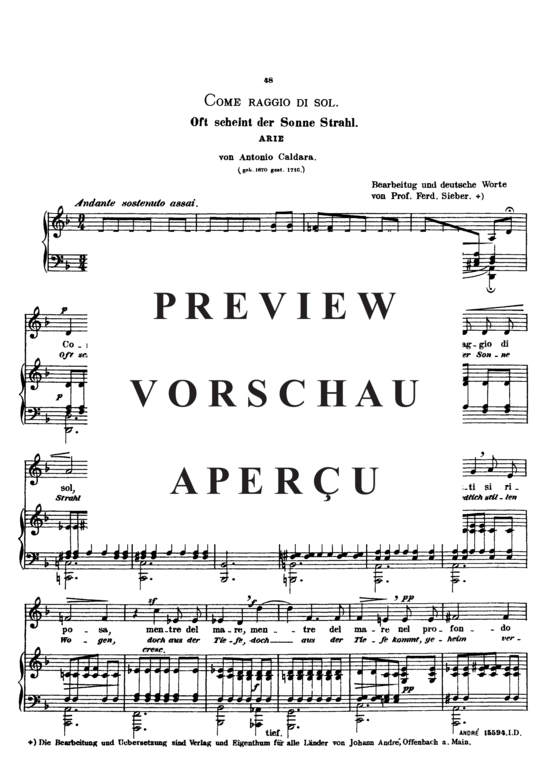 Product gallery: Page 2 of 3 Come raggio di sol, Sieber Ferdinand, Low Voice and Piano